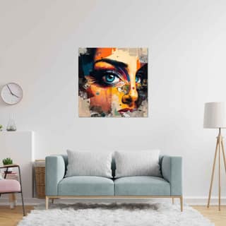 WOMEN FACE WALLART 24in X 24in WITH BLACK FRAME