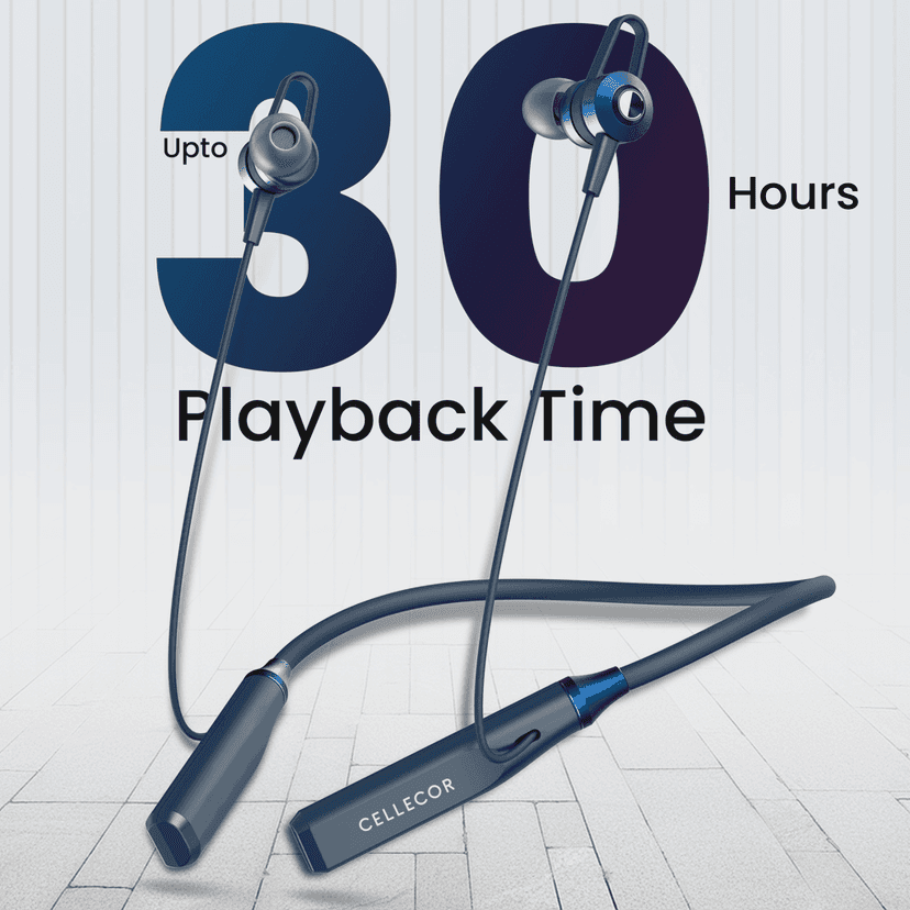 Cellecor BT-4 Wireless Waterproof Neckband with 25 Hrs playtime Headphone Bluetooth - Blue view 3