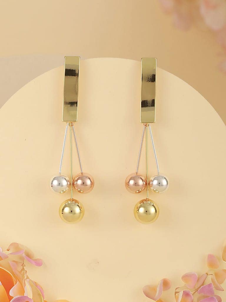 Anti-Tarnish 18k Gold Polish Tri - Colored balls Drop earrings view 2