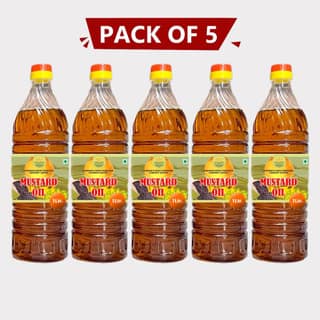Kachi Ghani Mustard Oil 5kg (5 x 1 Litre) by Gyanarth Krishi Producer Company Limited – Pure, Cold-Pressed & Farm-Fresh.