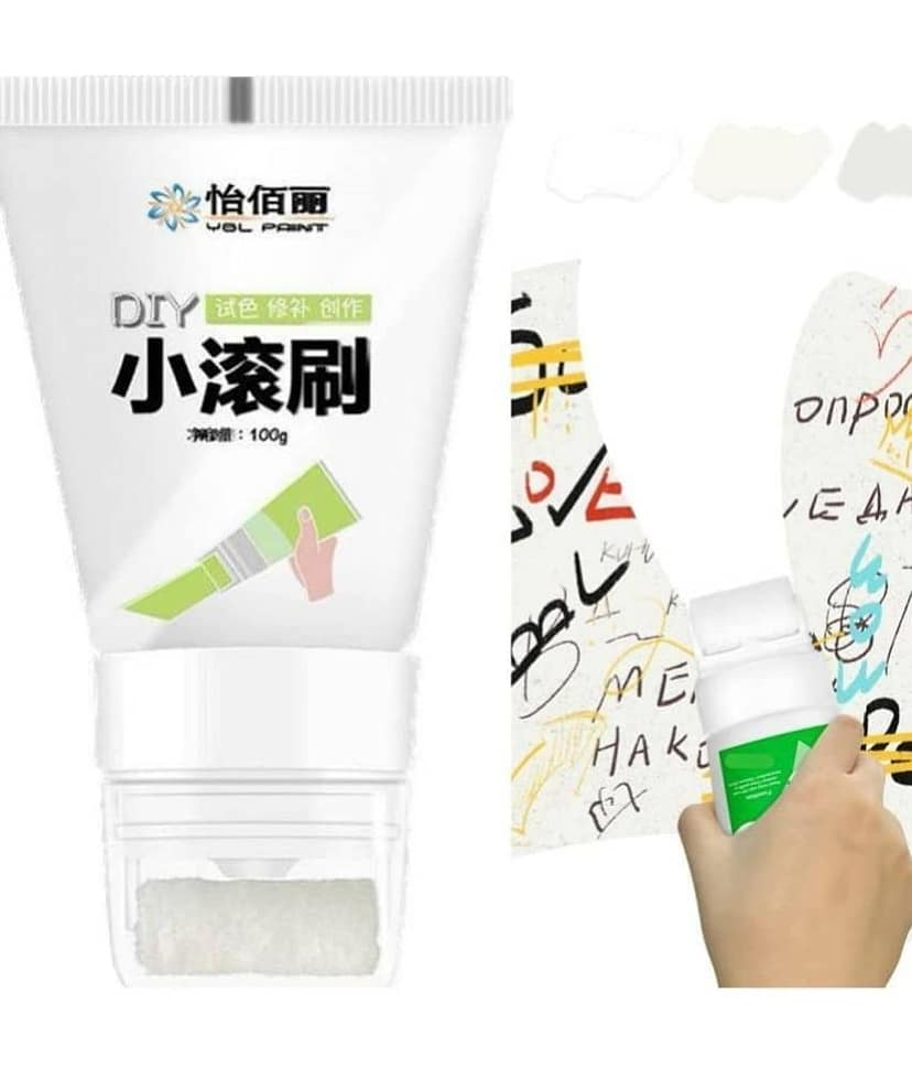 Wall Repair Paste Roller, Wall Paint Repair Wall Paste, Eco-Friendly Graffiti Paint, for DIY Repair Renovation Removel Wall Advertisements Dirty Shoe Prints (White)