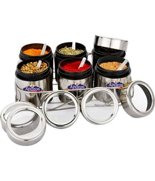 APEIRON MULTI PURPOSE DABBA Steel Spice Container Set of 6 175 mL