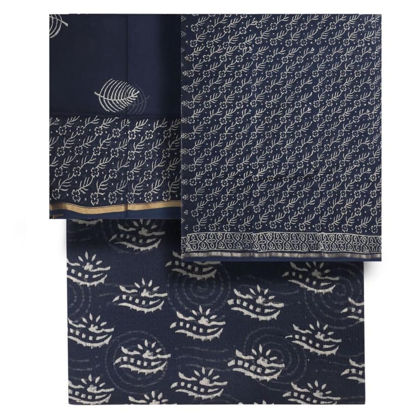 HANDLOOM CHANDERI 03 PCS DABU PRINTED SUIT (SKU - 1RDS01270221 Suit 79) view 5