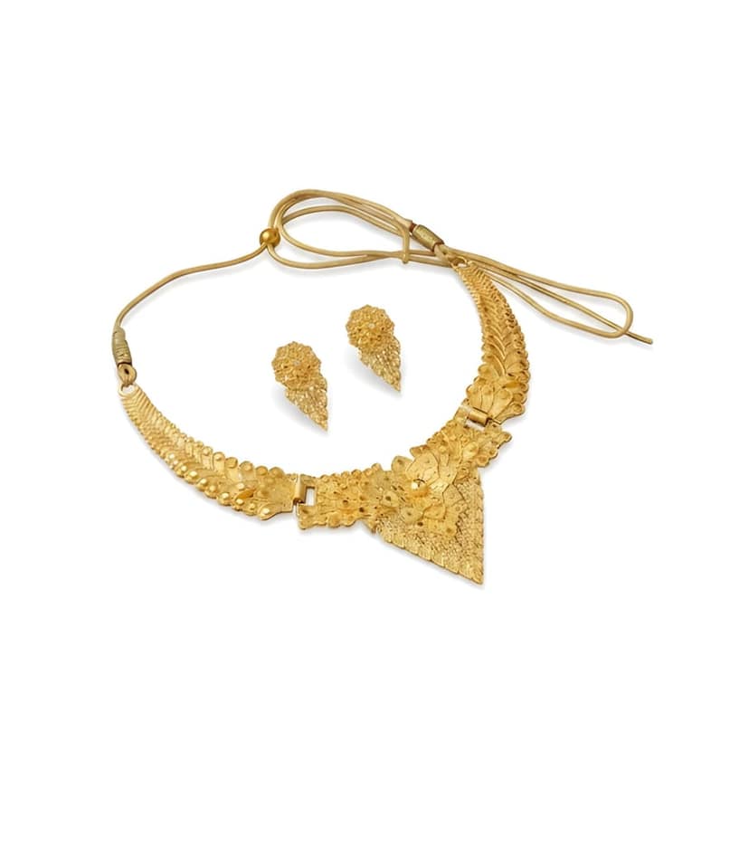 Gold Plated Traditional Wear Jewellery Necklace Set for Women Girls with Matching Earrings Ethnic Party Wedding Festive Jewellery view 5