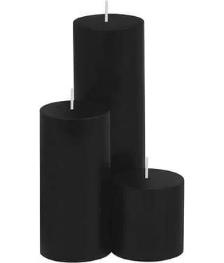 Parkash Candles Black Unscented Pillar Candle 14 cm ( Pack of 3 )