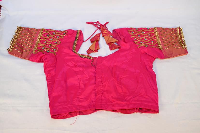 Pink Blouse With Maggam Work