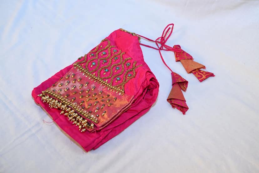 Pink Blouse With Maggam Work view 4
