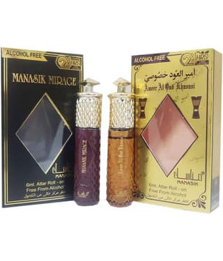 MANASIK MIRAGE & AMEER AL OUD KHUSUSI Concentrated Attar Roll On 6ml . ( COMBO SET )
