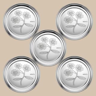 WEKTU Stainless Steel Rajbhog Gol Dinner Plate with Laser Floral Print (29 cm Diameter) – Premium Heavy Gauge Mirror Finish Round Thali for Lunch & Dinner | Food Grade, Durable & Rust Proof