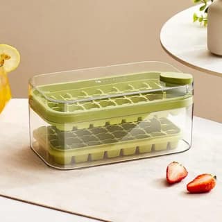 Wholesale Item - 2 LAYER ICE CUBE TRAY WITH & BIN - MOQ 9 Pieces