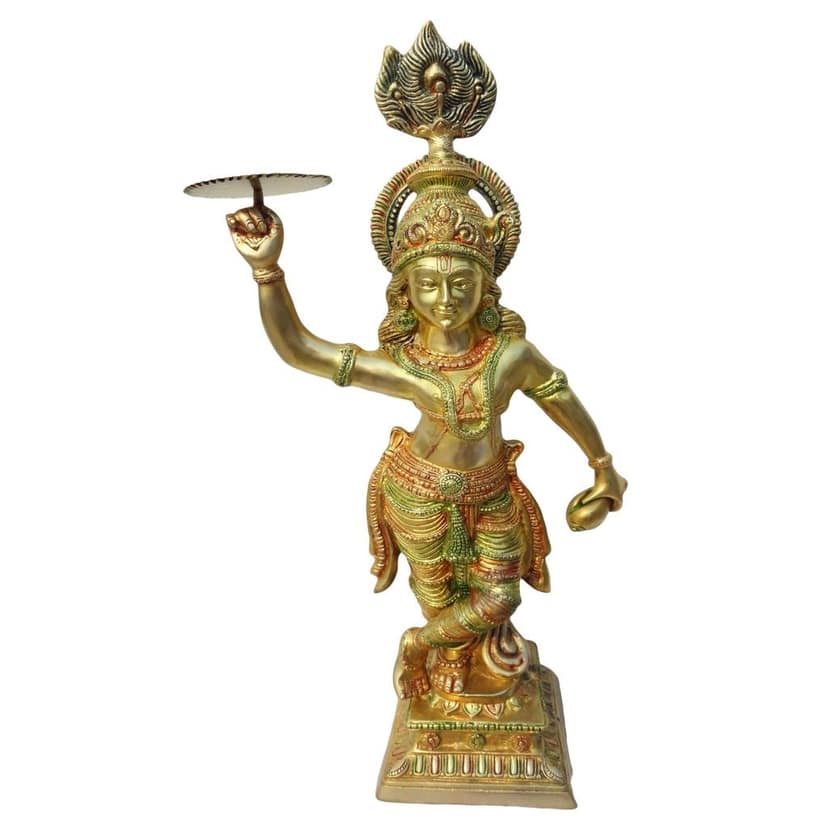 Brass Showpiece Krishan Ji With Chakra Idol Statue (BSMAS072) view 2