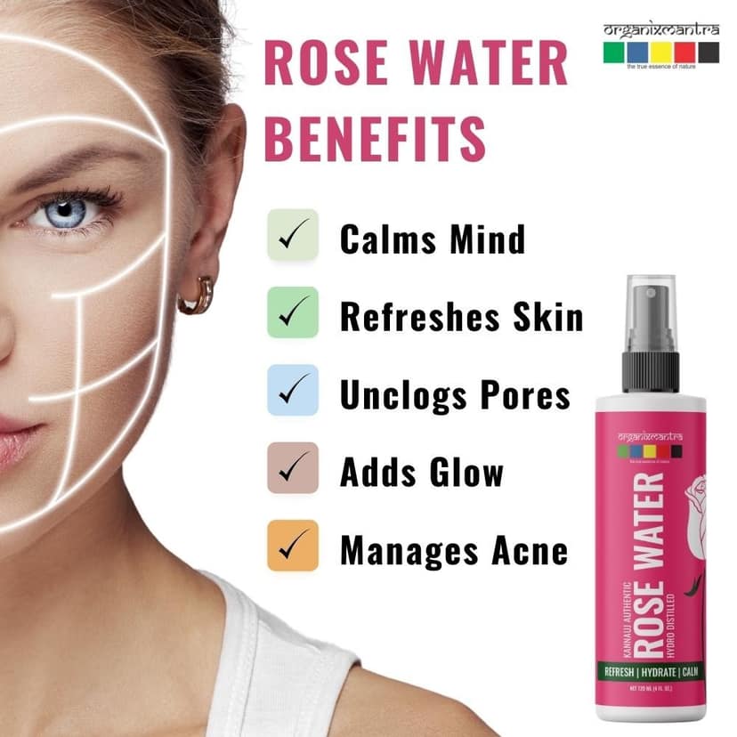 Organix Mantra Kannauj Authentic Rose Water Hydro Distilled, 120ML view 2