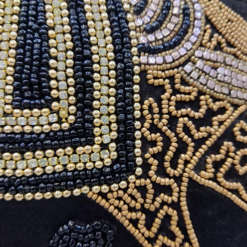 Black Set of 3 Ethnic Beaded Embroidered Square Combo Cushion Covers for Sofa Home Bedroom (16x16 inch or 40 x 40 cm) view 3