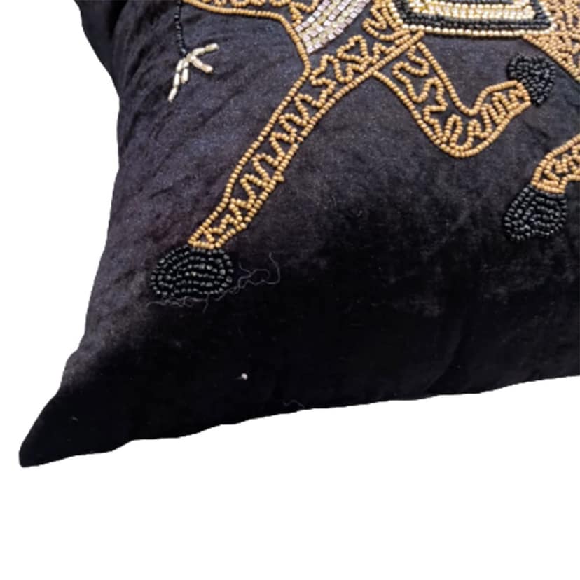 Black Set of 3 Ethnic Beaded Embroidered Square Combo Cushion Covers for Sofa Home Bedroom (16x16 inch or 40 x 40 cm) view 4