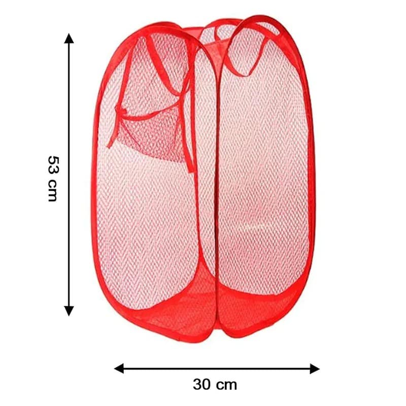 Laundry Hamper Mesh Fabric For Ventilation Foldable Storage Pop Up Clothes Basket (Pack of 1) view 5