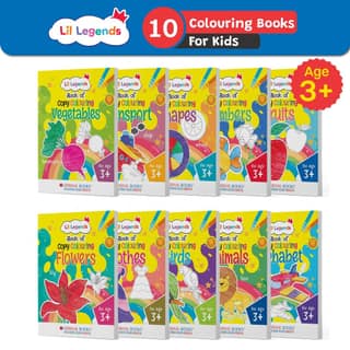 Oswaal Lil Legends Books of Copy Colouring (Set of 10 Books), For Kids, To Learn About Vegetables, Transport, Shapes, Numbers, Fruits, Flowers, Clothes, Birds, Animals & Alphabets; Age 3+ Oswaal Editorial Board