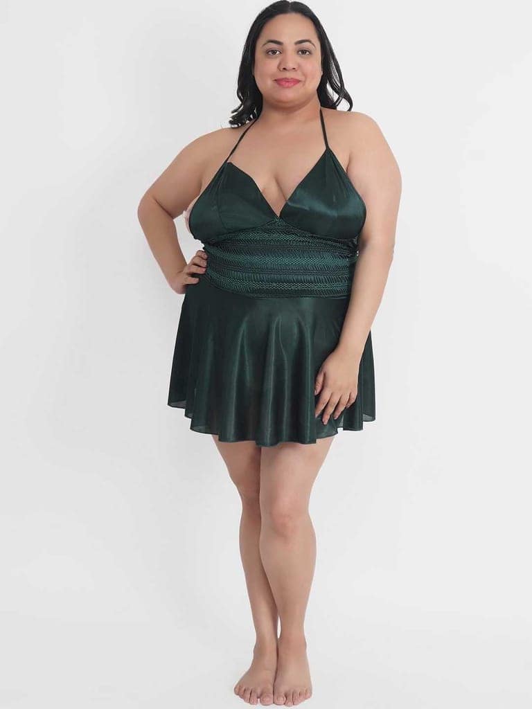 Plus Size Hot Short Green Bikini Dress for Honeymoon BB35Gb view 4