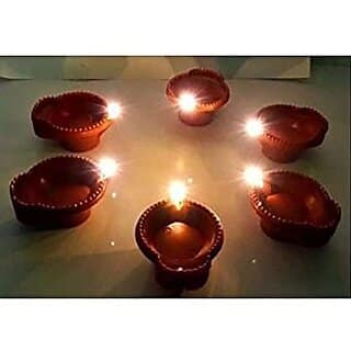 Water Sensor LED Diya Set Artificial Electric Diya Lights , Diwali Decoration, Festivals pack of 6