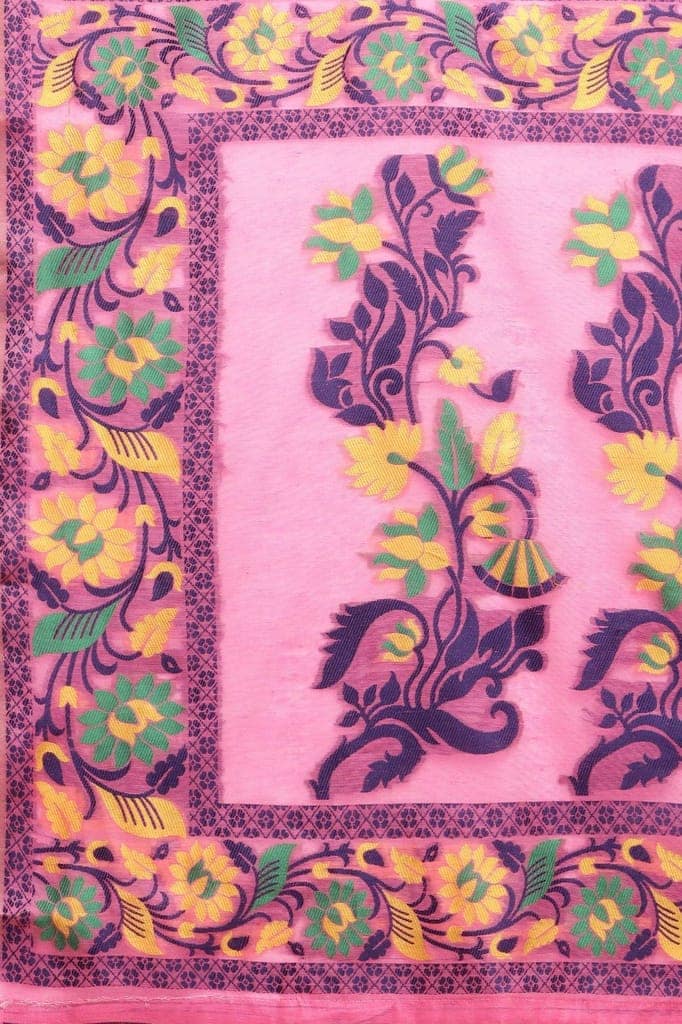 Women's Cotton Jamdani Saree With Unstiched Blouse Piece view 3