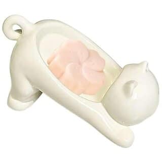Stylish Ceramic Cat Soap Dish Sponge Holder for Kitchen Sink - Cute Cat Design, Durable Convenient Soap Tray