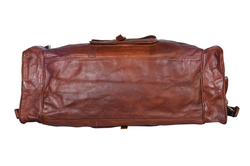 Joyait Leather Handicraft - Genuine Leather Brown Vintage Luggage Unisex Duffle Travel Bag for Men/Men's/Boys/Girls/Women's (32 inch) view 3