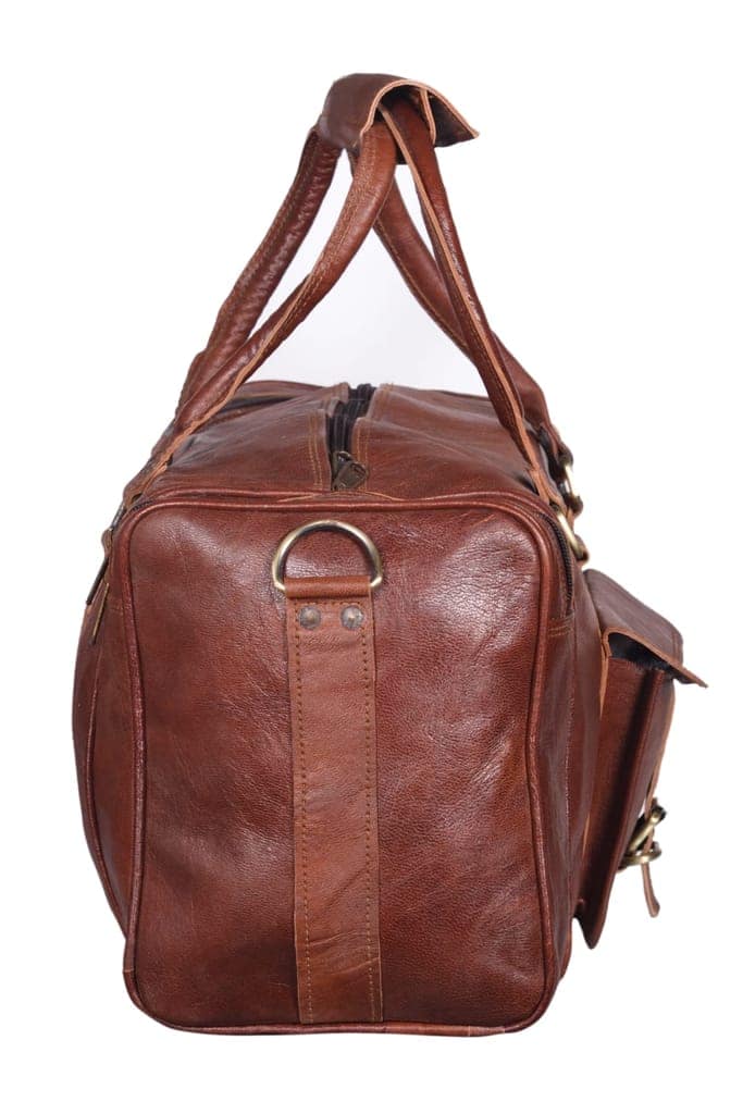 Joyait Leather Handicraft - Genuine Leather Brown Vintage Luggage Unisex Duffle Travel Bag for Men/Men's/Boys/Girls/Women's (32 inch) view 4