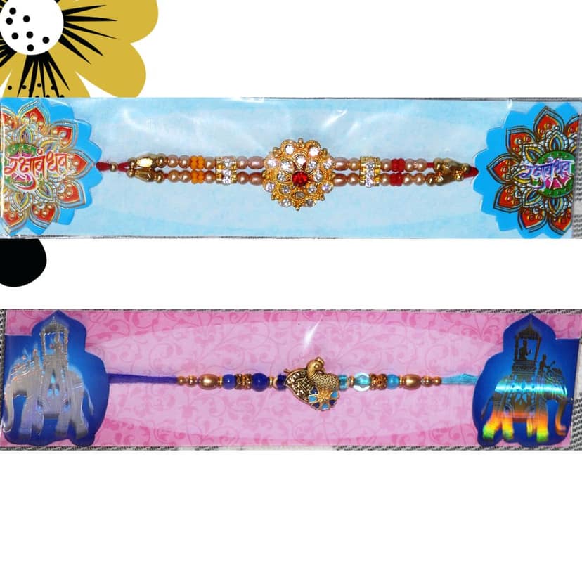 2 Designer Rakhi Combo Set with Roli And Chawal(Rice)-(Pack of 3) view 2