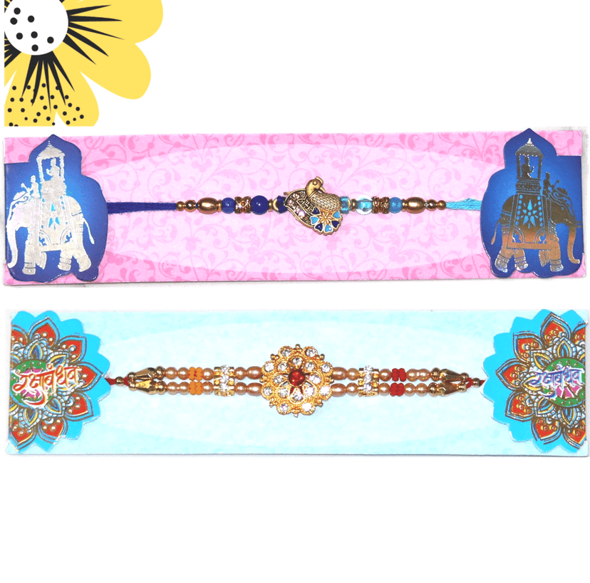 2 Designer Rakhi Combo Set with Roli And Chawal(Rice)-(Pack of 3) view 3