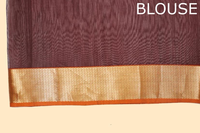 Vibrant Orange Drop motif handloom Saree with Tassels view 5