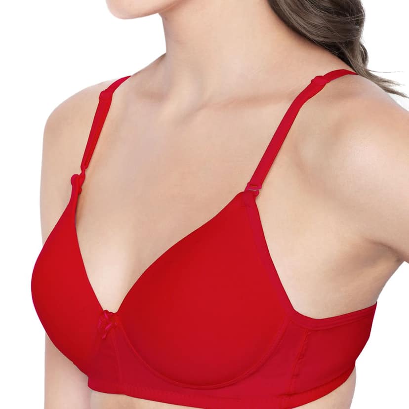 Bodycare Cotton Spandex Padded Non wired Tshirt Bra-Pack of 3 view 5