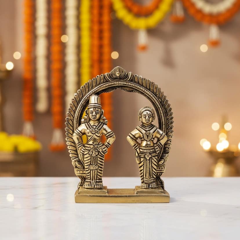 Brass Rukmini Vitthal God Idol � Handmade Spiritual Brass Temple Decor, Height : 4.5 Inch (BSMAS1468 G)