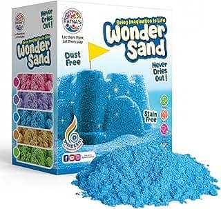 Wonder Sand 500 Grams for Kids - Smooth Non-Sticky Blue Sand with Big Mould for Indoor Beach Fun and Relaxation(Blue 500 Grams), ONE Big Mould Inside (Without Tray)