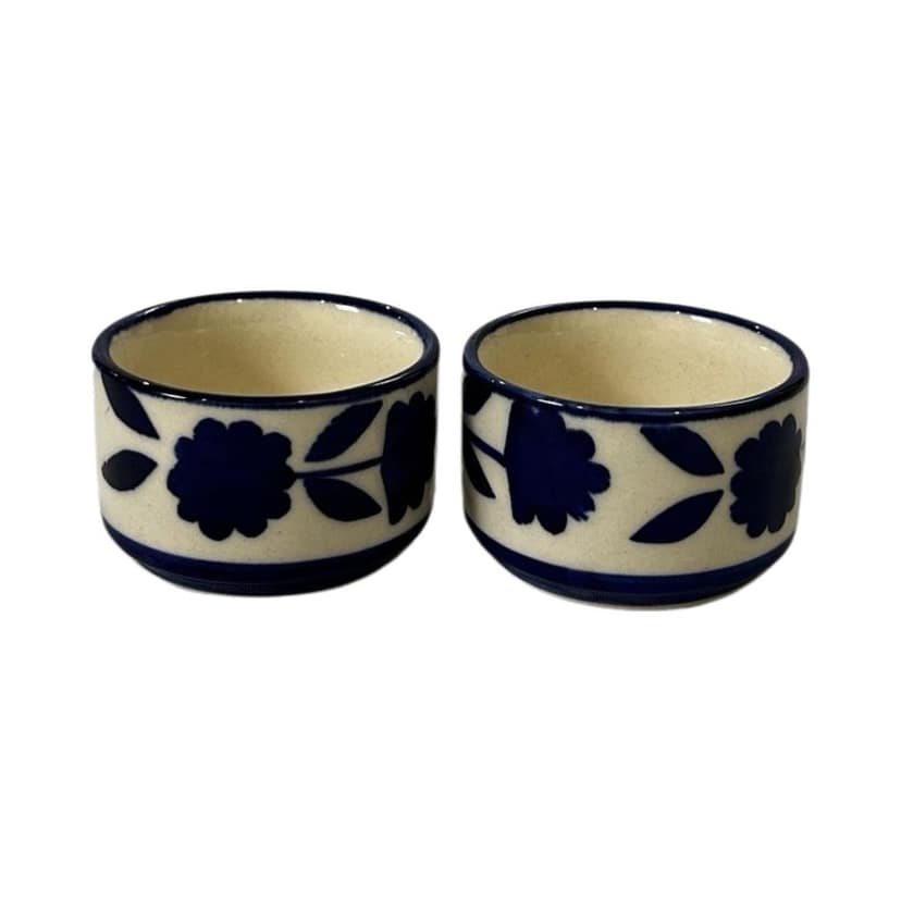 Ceramic Dining Royal Blue Floral Ceramic 50ml Dip Bowls Set of 2 view 2