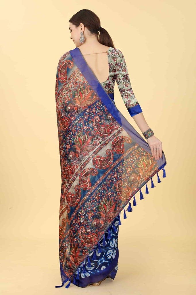 Women's Kalamkari Digital Printed Saree view 3