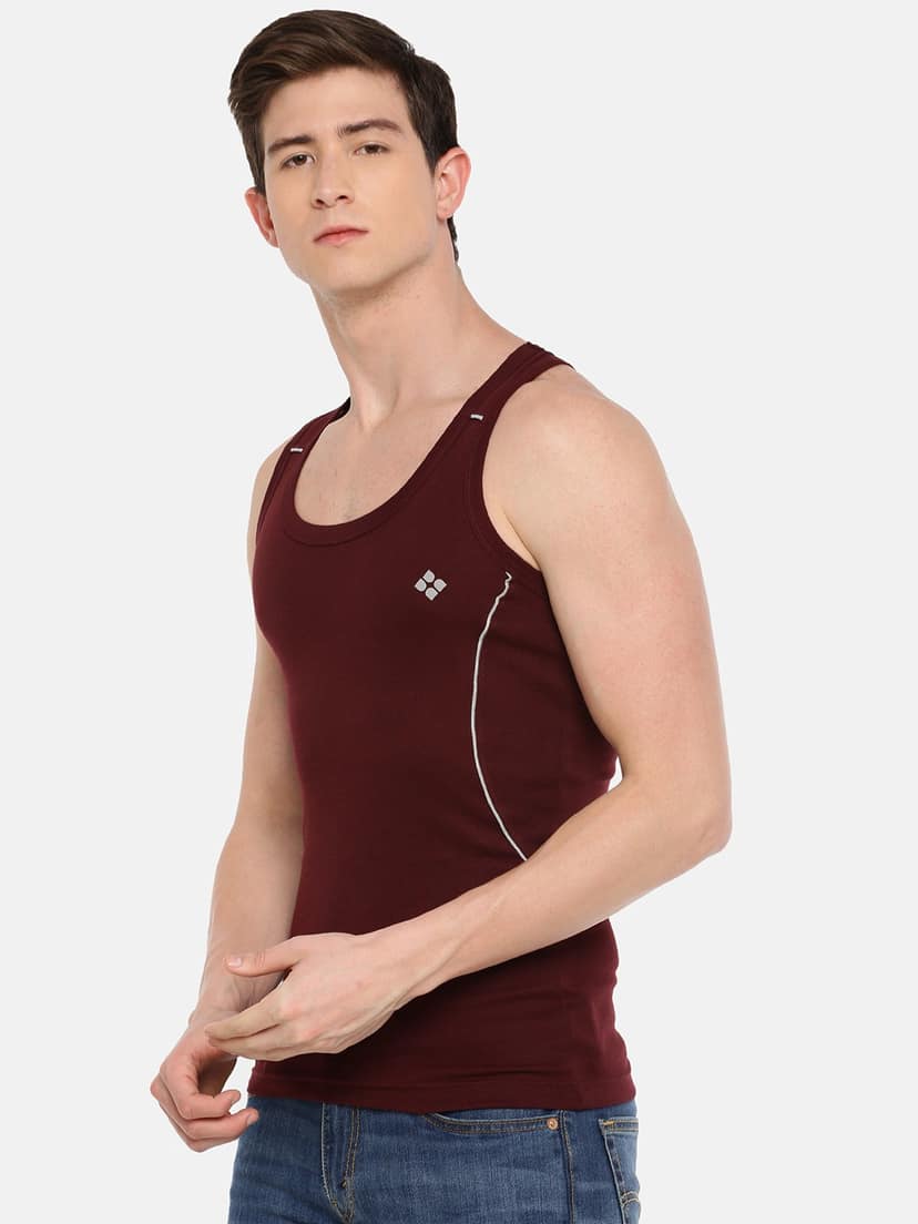 Men's Assorted Pack of 3 Solid Combed Cotton Racerback Styled Gym Vest view 2