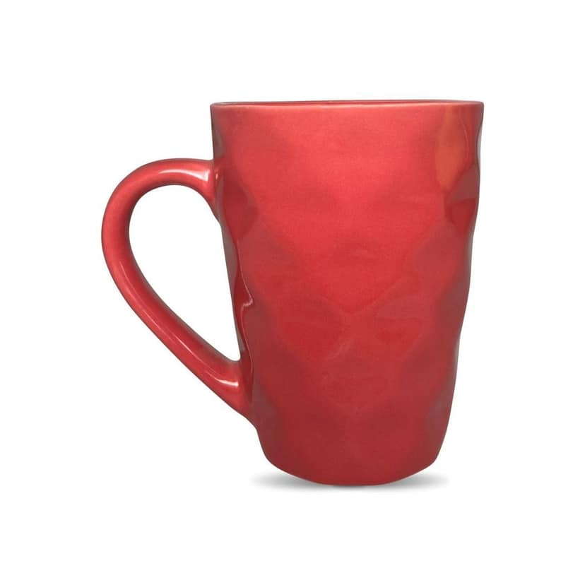 Ceramic Dining Matte Red Diamond Shaped Coffee Mugs Set of 2 view 2