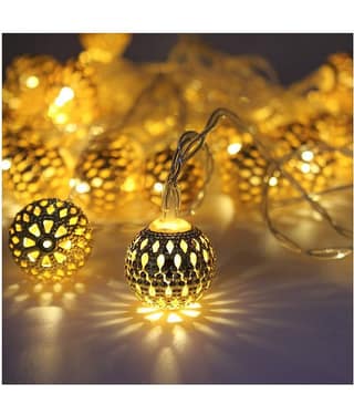 thriftkart 16 led metal ball light Plug-in String Lights Gold
