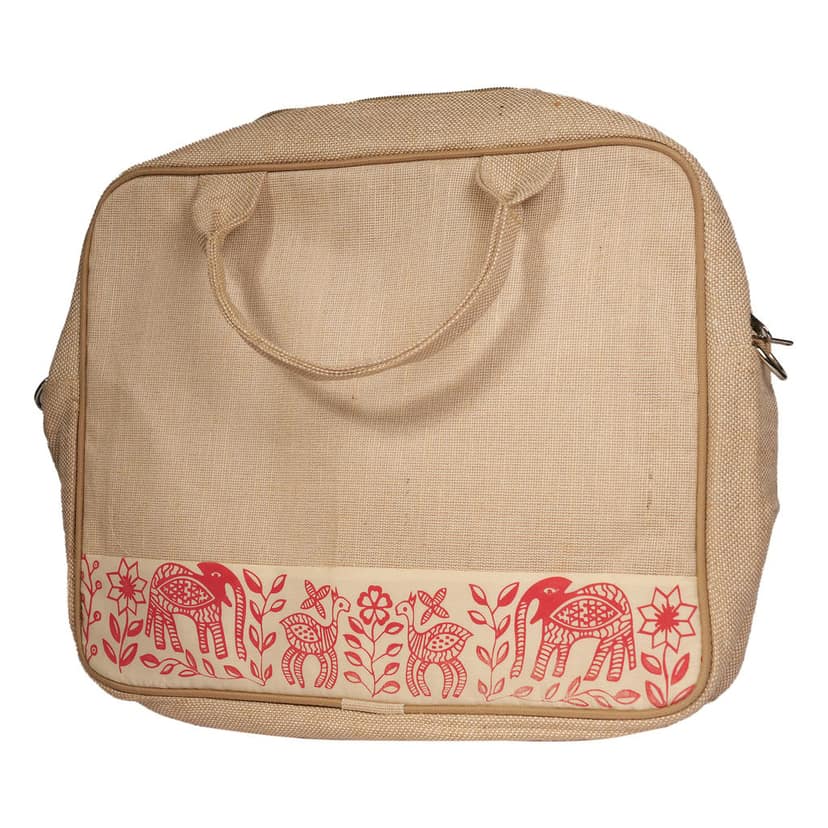 Jharcraft Jute Laptop Bag With Print (BG00664) view 2