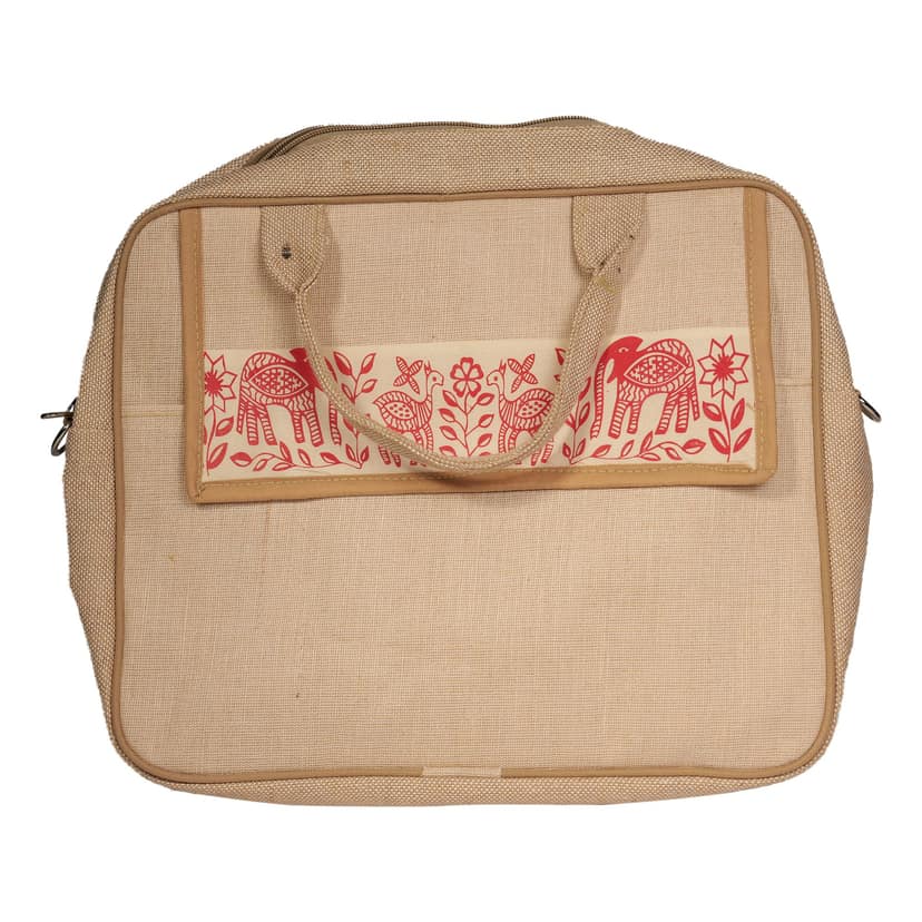 Jharcraft Jute Laptop Bag With Print (BG00664) view 5