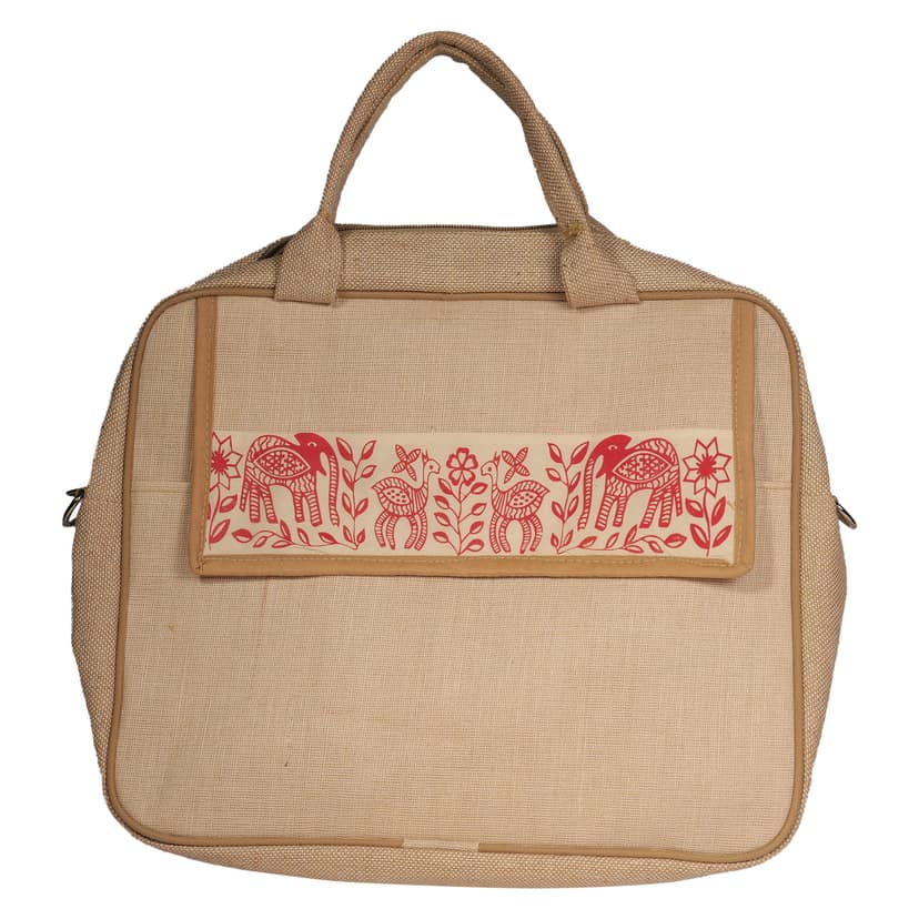 Jharcraft Jute Laptop Bag With Print (BG00664) view 7