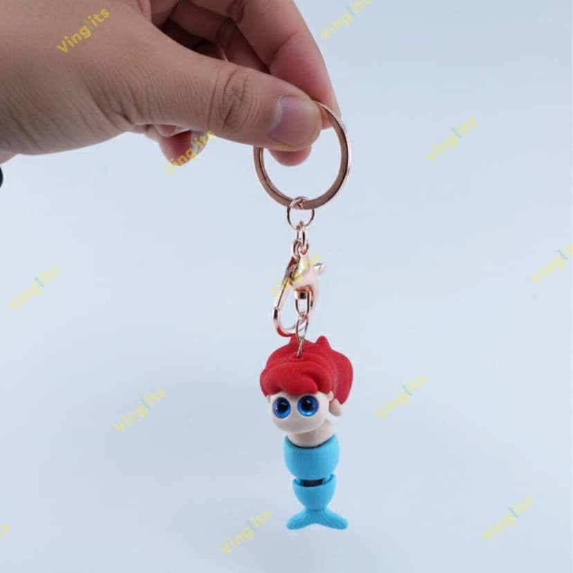 Vinglits Fantasy Shelf 3D Printed Keychains – Articulated Animal Toys, Pocket-Friendly Keyrings, Stress Relief Desk Toys for Kids & Adults, Collectible Accessories (Mermaid- Nina, Medium) view 3