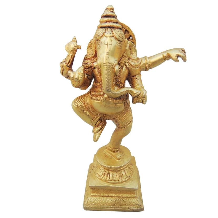 Brass Showpiece Dancing Ganesha Statue (BSMAS1257 A) view 2