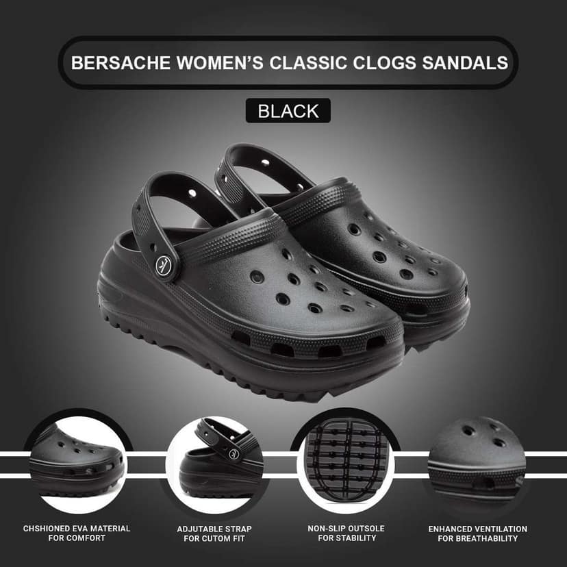 Bersache Extra Soft Classic Casual with Back Strap Regular wear with Ultra Soft & Flexibility Technology Clog for Women's view 5