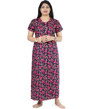 Favnic Cotton Nighty & Night Gowns - Pink