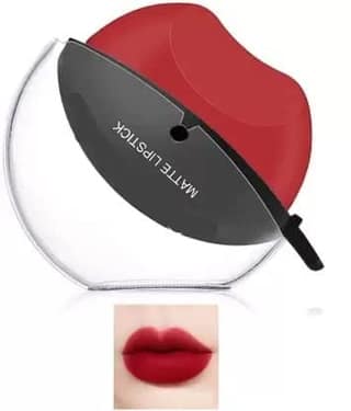 Elecsera Lip Shape Lipstick Long Lasting Waterproof Non-Stick Cup Matte Lipstick (Red, 10 g)