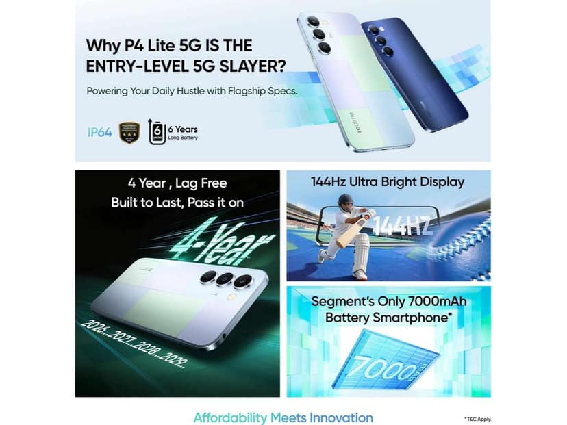 Realme P4 Lite 5G Smartphone, 4GB RAM, 64GB Storage - Mosaic Green view 4