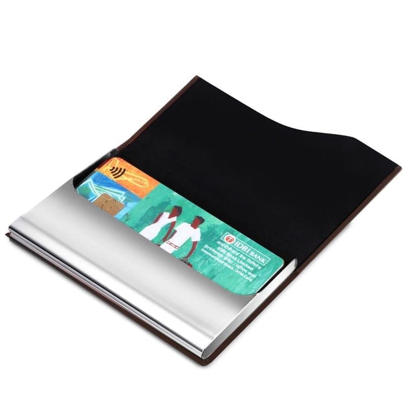 LOREM Small Pocket-Sized Metal ID, Credit-Debit Card Holder with Magnetic Shut Button for Men & Women-UF view 5
