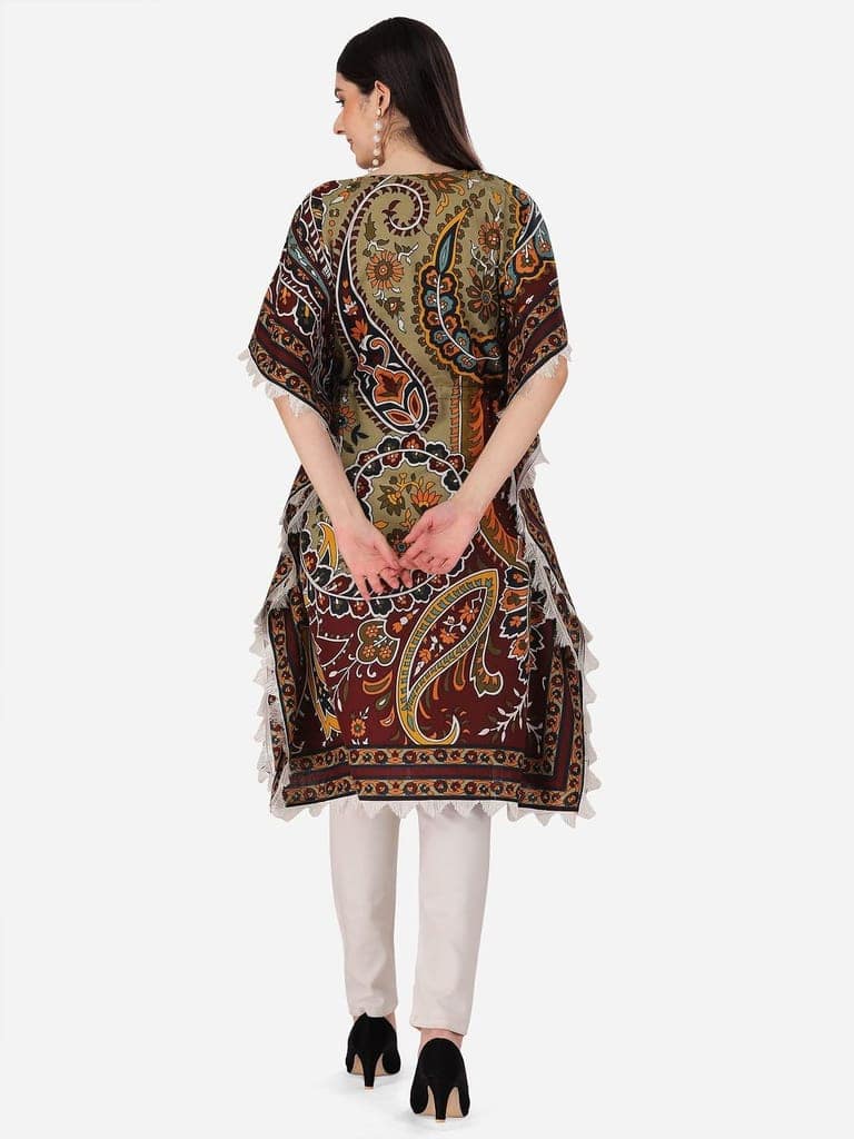 Buy & Try Women's Cotton Printed Kaftan Kurtas Beach Night Wear Dress. view 7