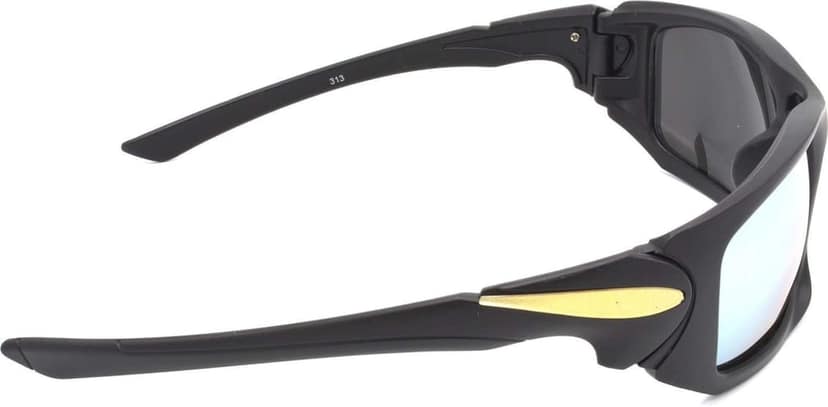 HRINKAR Men Sports Sunglasses Black Frame, Blue & Silver Lens (Medium) - Pack of 2 view 5
