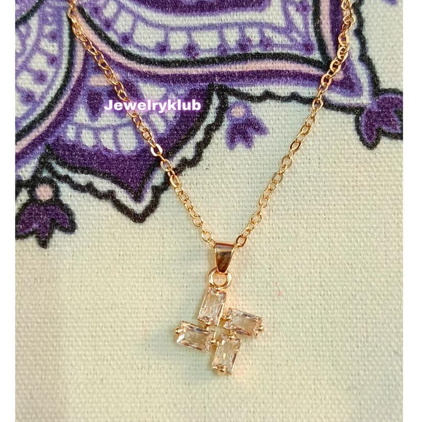 Jewelryklub AD Cubic Zirconia Pendant Necklace Chain For Women Girls Anti Tarnish Stainless Steel Rose Gold Design 6 view 3